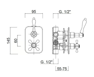CLASSIC REVOLUTION - PRAGA - F8283-PRCE - 3 hole thermostatic shower mixer with plate by Rubinetteria Giulini - view 3